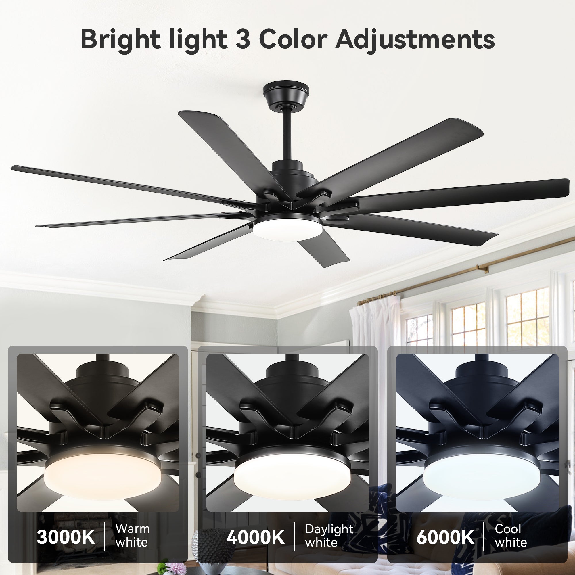 Modern 52-Inch Smart Ceiling Fan With Light
