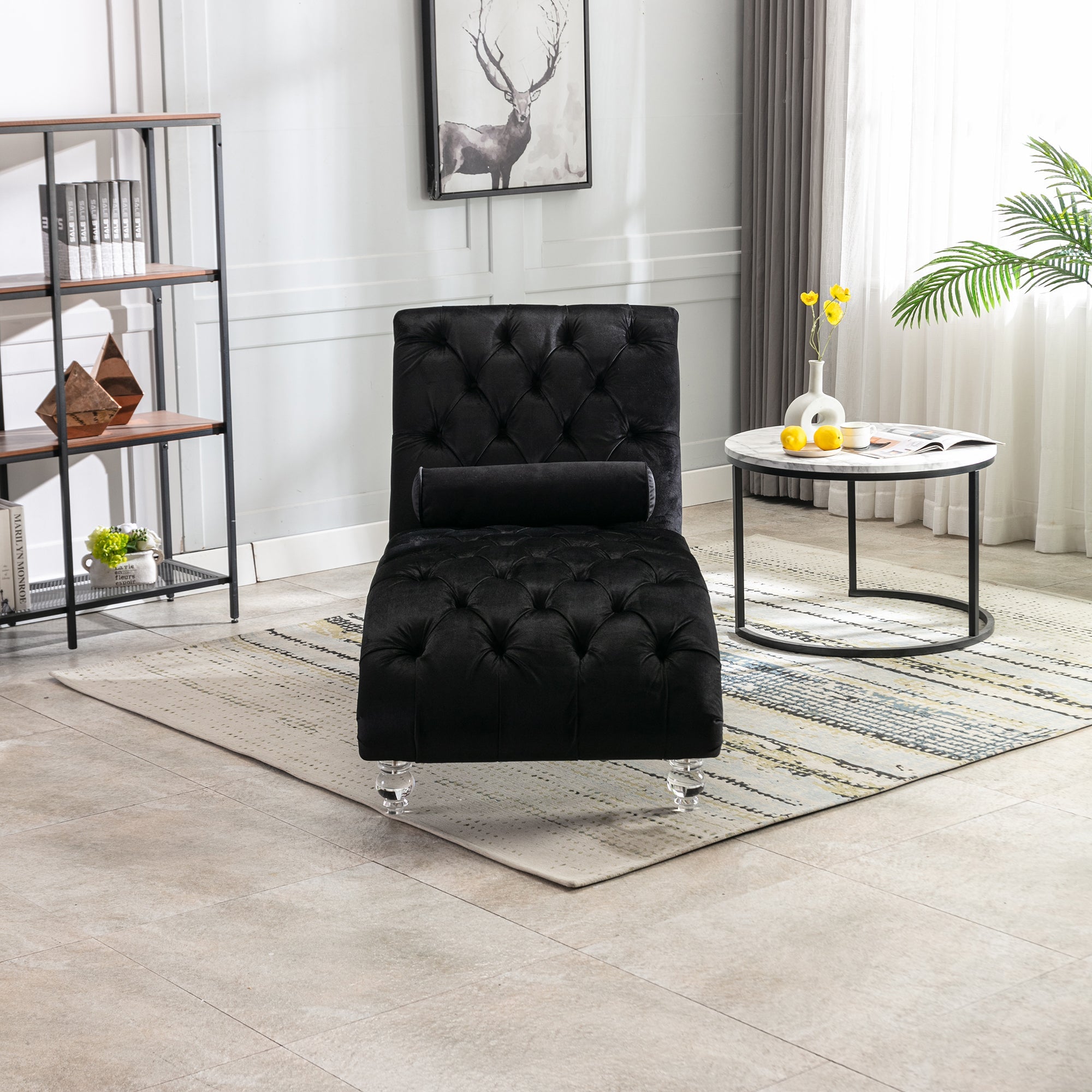 Velvet Chaise Lounge Indoor - Button-Tufted Upholstered Chair