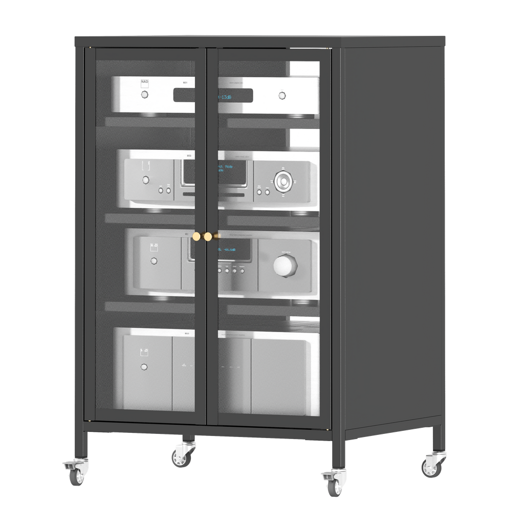 35.8" High Media Storage Cabinet with Wheels