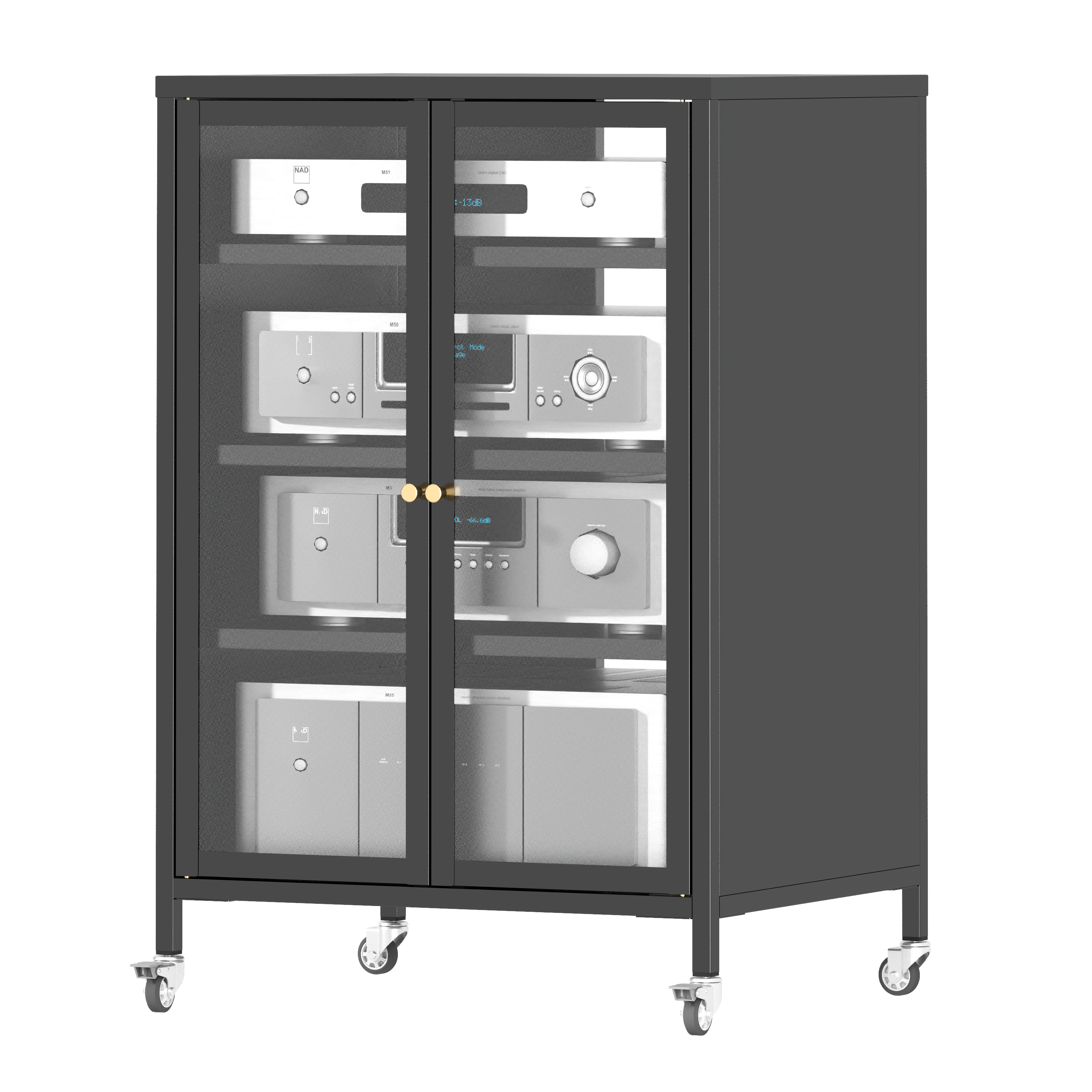35.8" High Media Storage Cabinet with Wheels