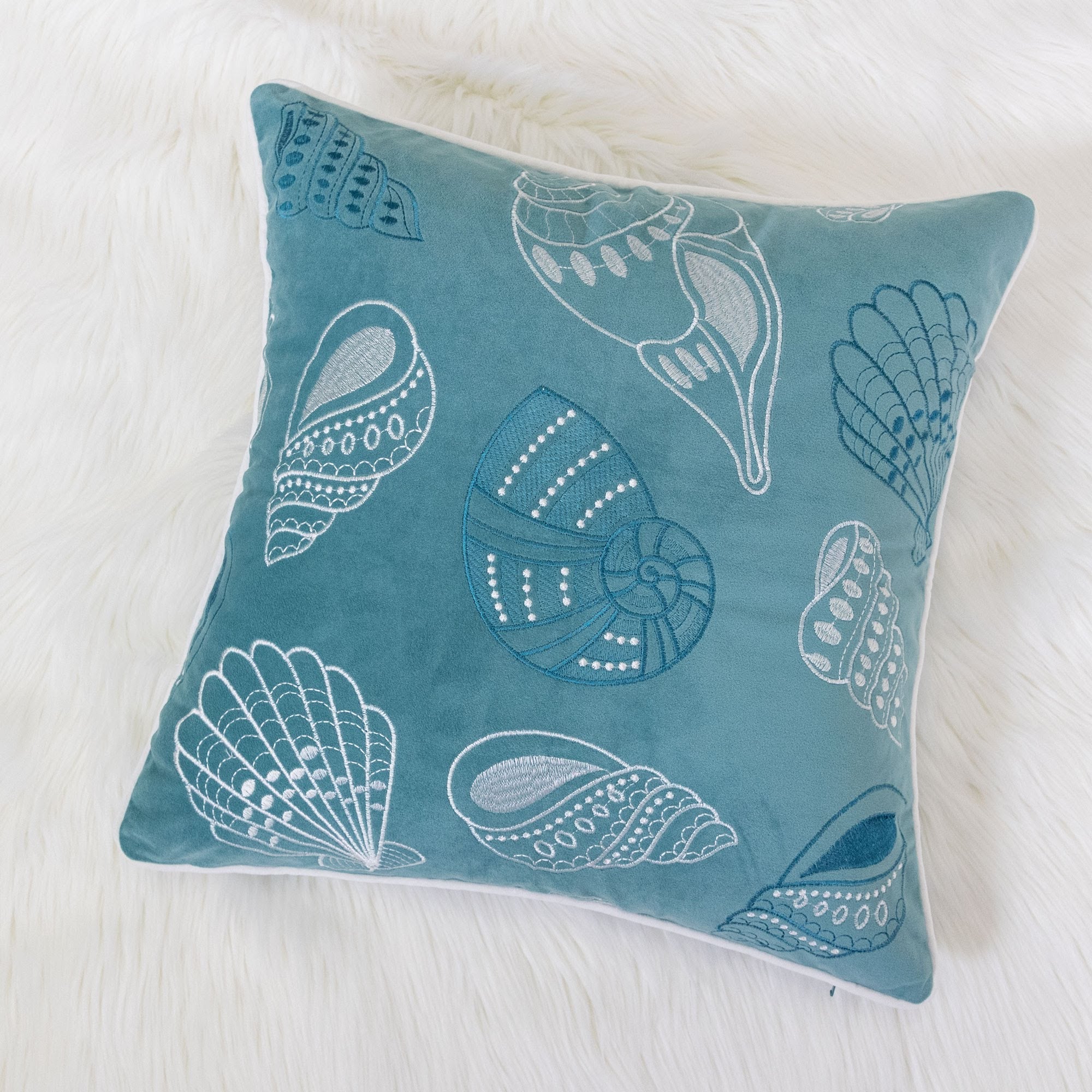 Blue and Spa Seashells Pillowcase
