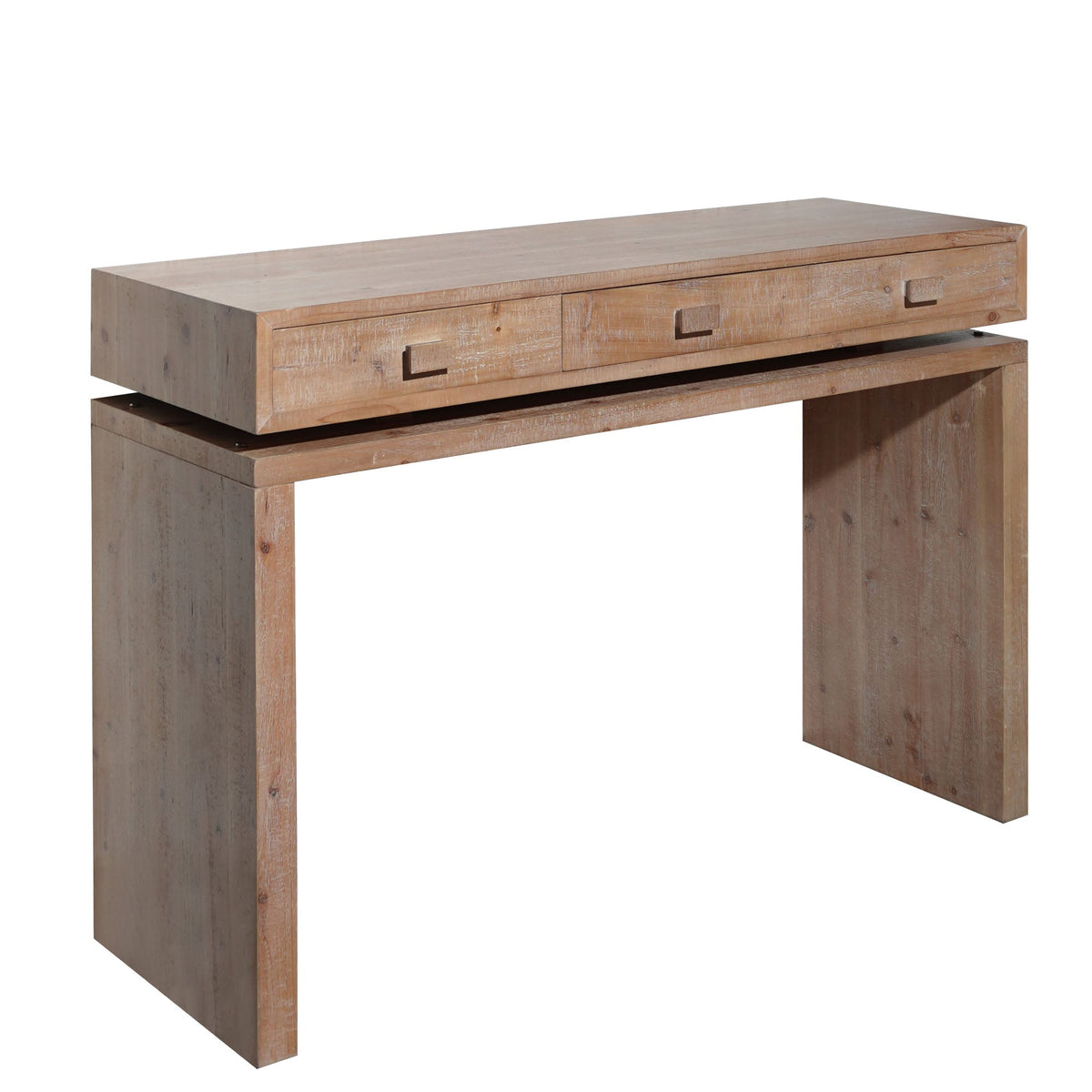 Rustic Wooden Console Table with 3 Drawers