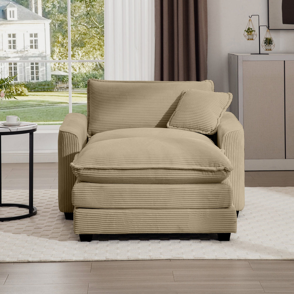 Comfortable Single Chair Deep Seat Sofa With Footstool