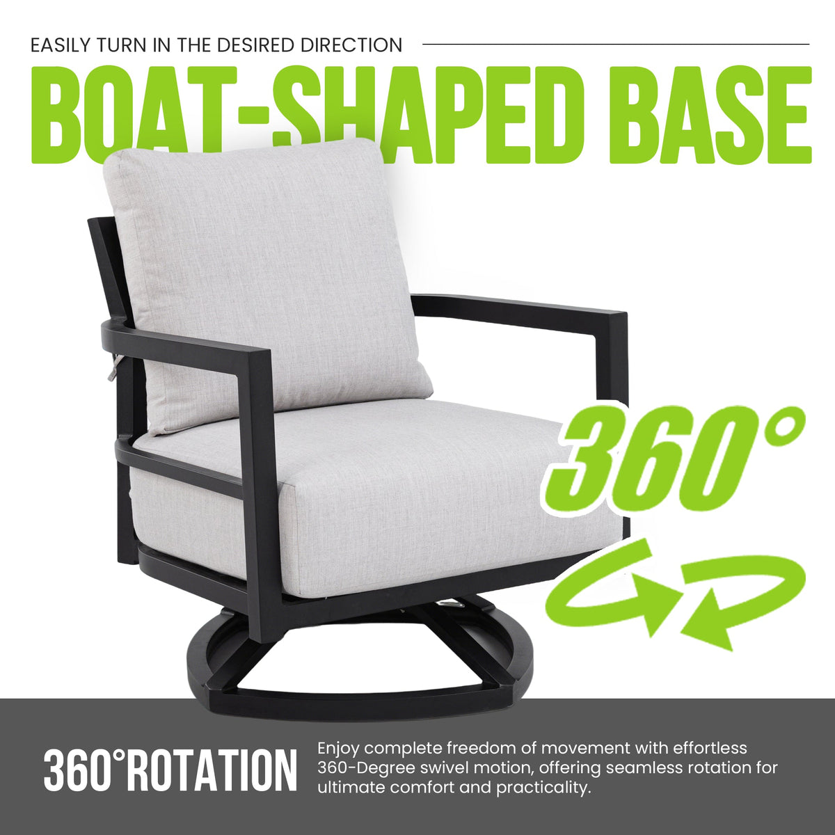 6PC Outdoor Conversation Set with Swivel Chairs & Sofa