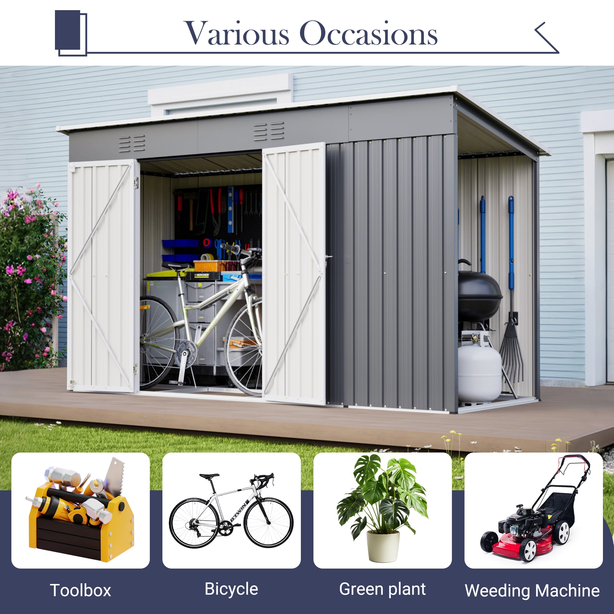 10'x4' Outdoor Metal Storage Shed