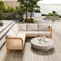 Kirkby Outdoor 5 Seater V-Shaped Acacia Wood Sofa