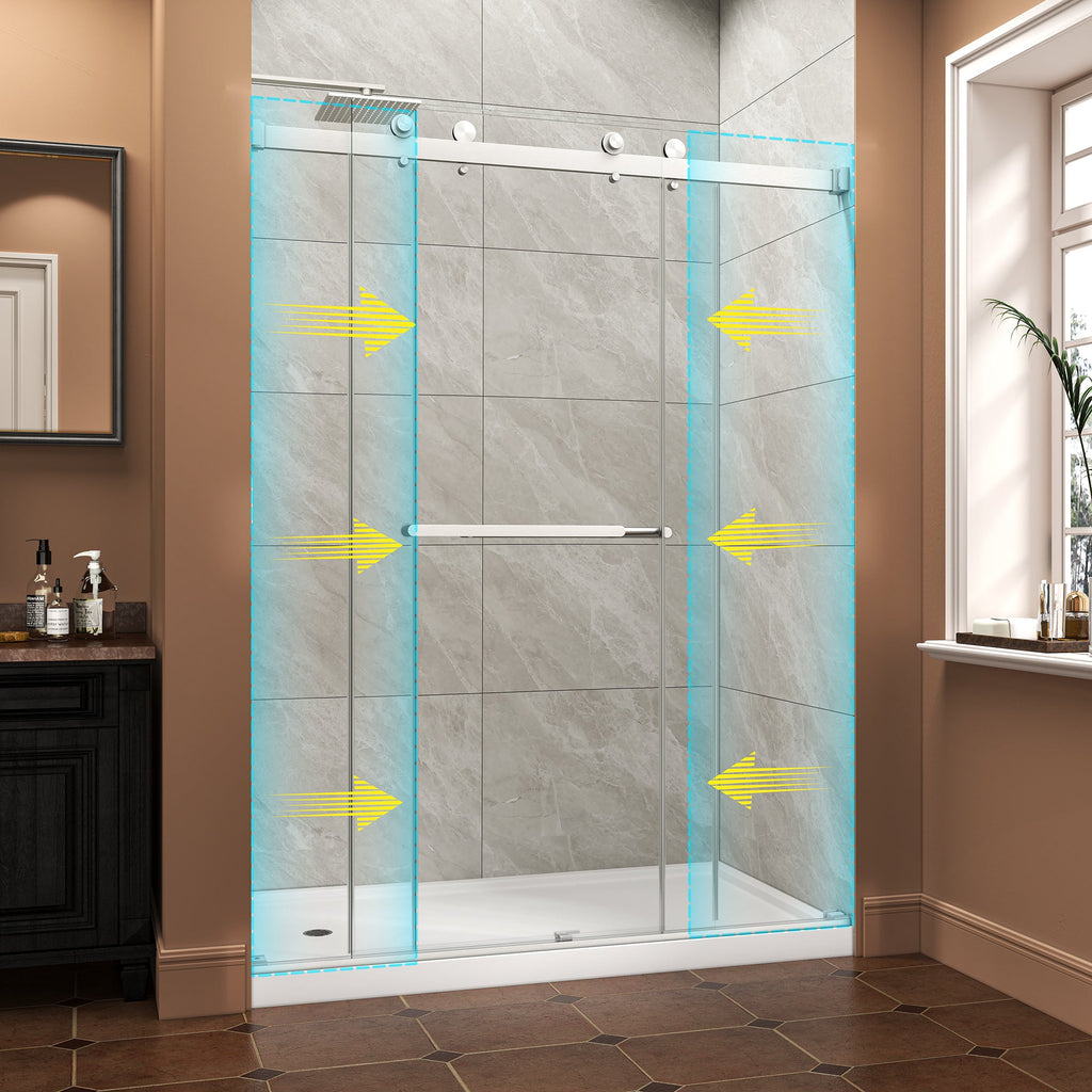 55"-60" W x 76" H Brushed Shower Door