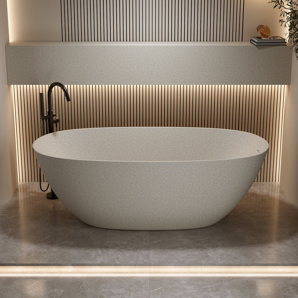 61'' Freestanding Bathtub Resin Stone Soaking Bathtub