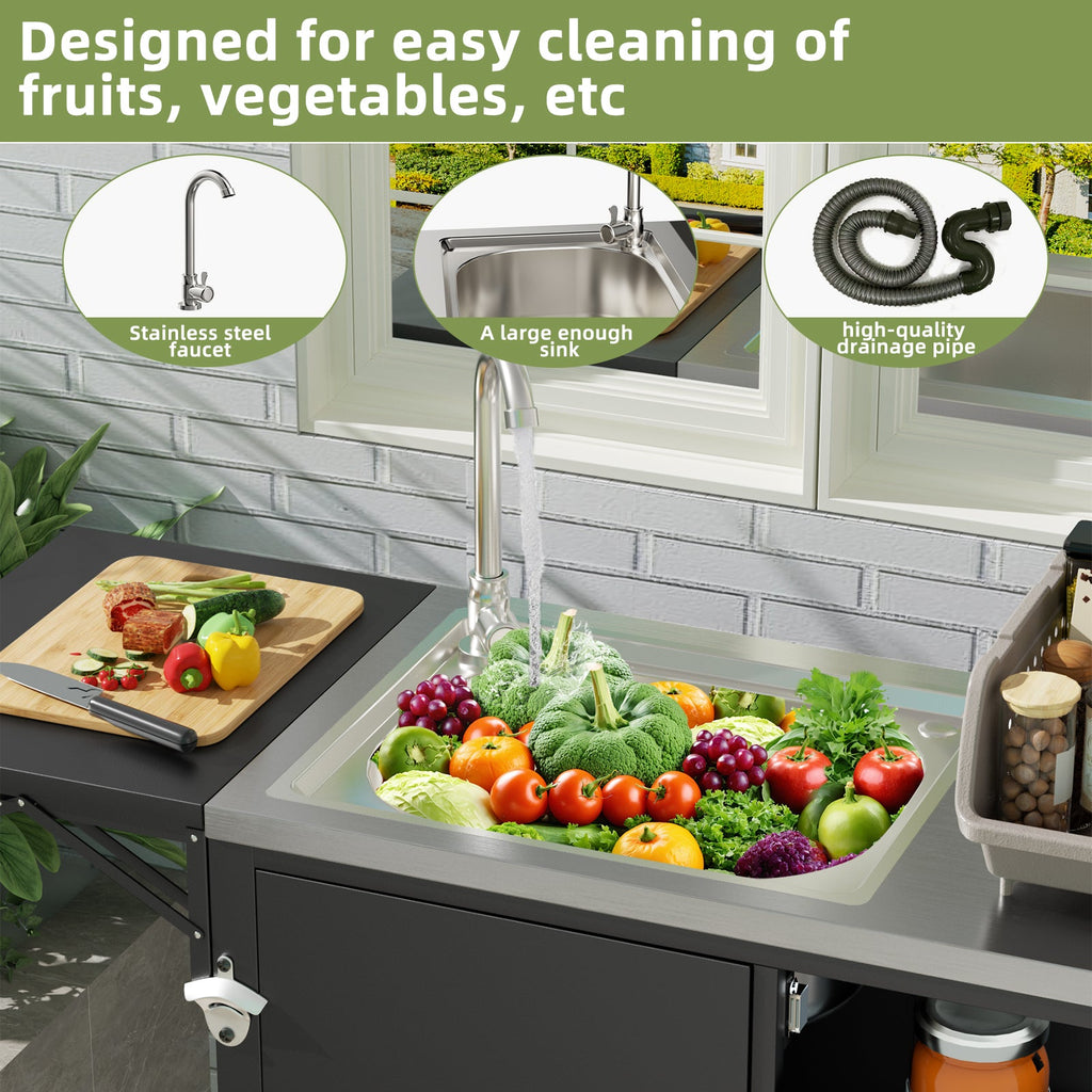 Outdoor Grill Table with Sink