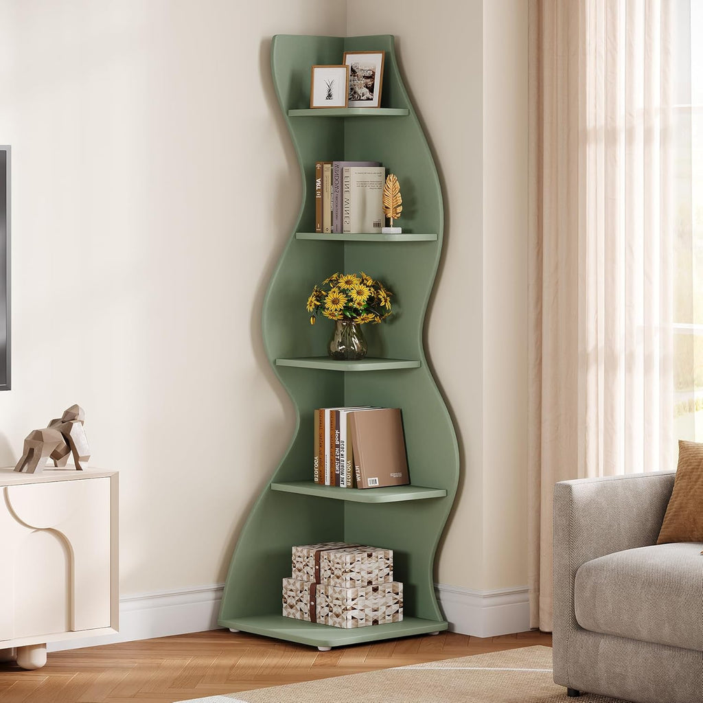 69.8" Height 5-Tier Wavy Bookshelf