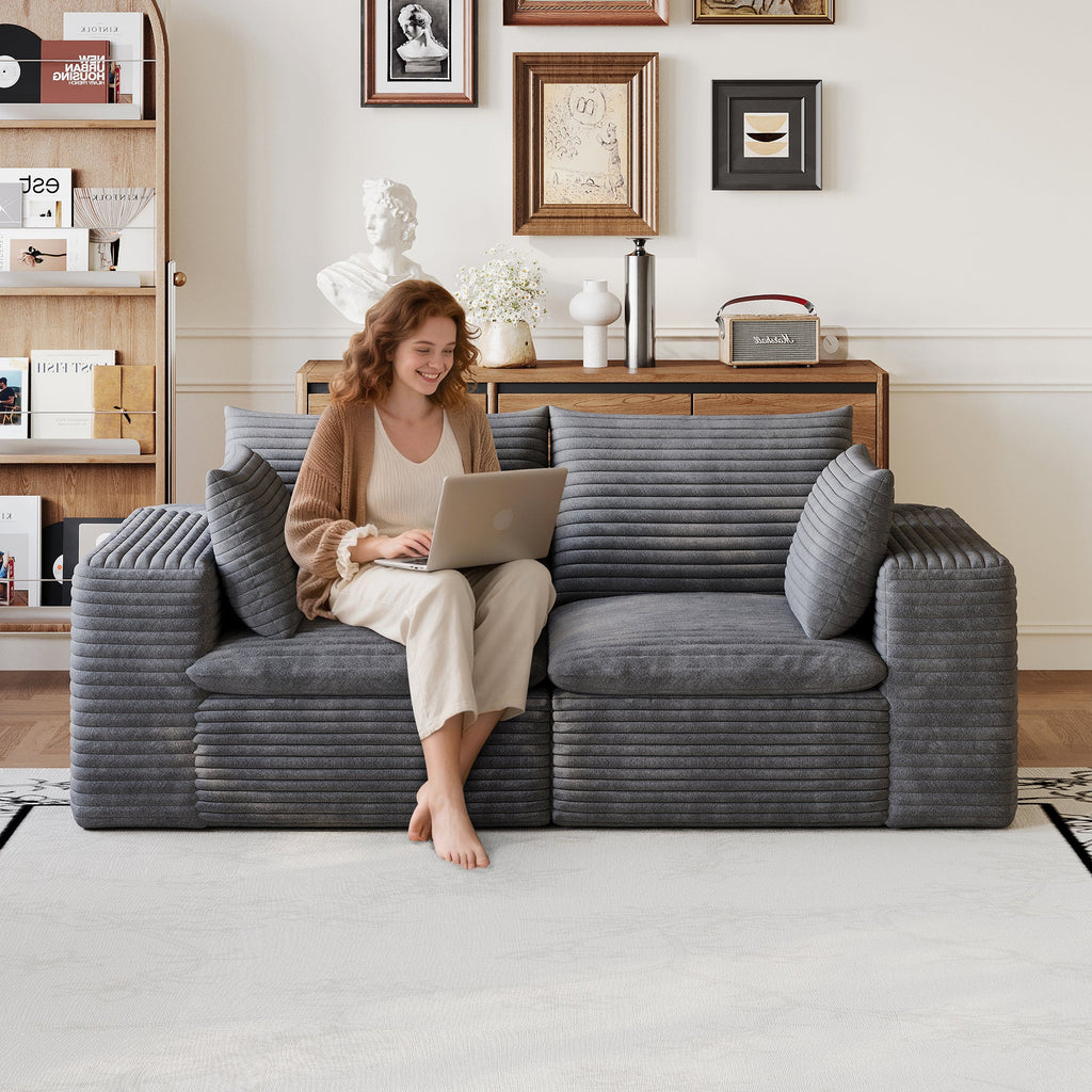 71" Cloud Sofa - Corduroy Fabric, Deep Seat Couch