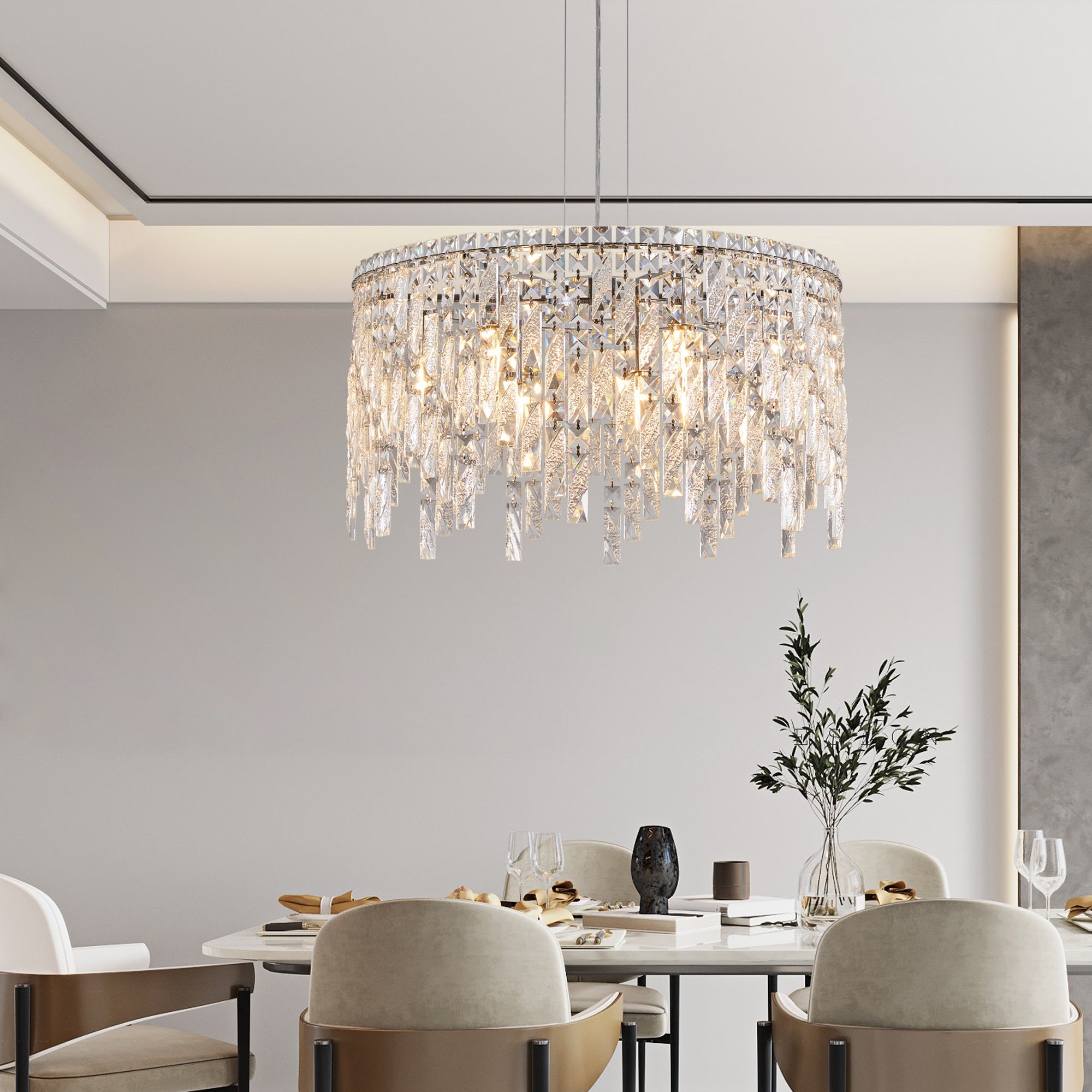 24" Luxurious Round Crystal Chandelier