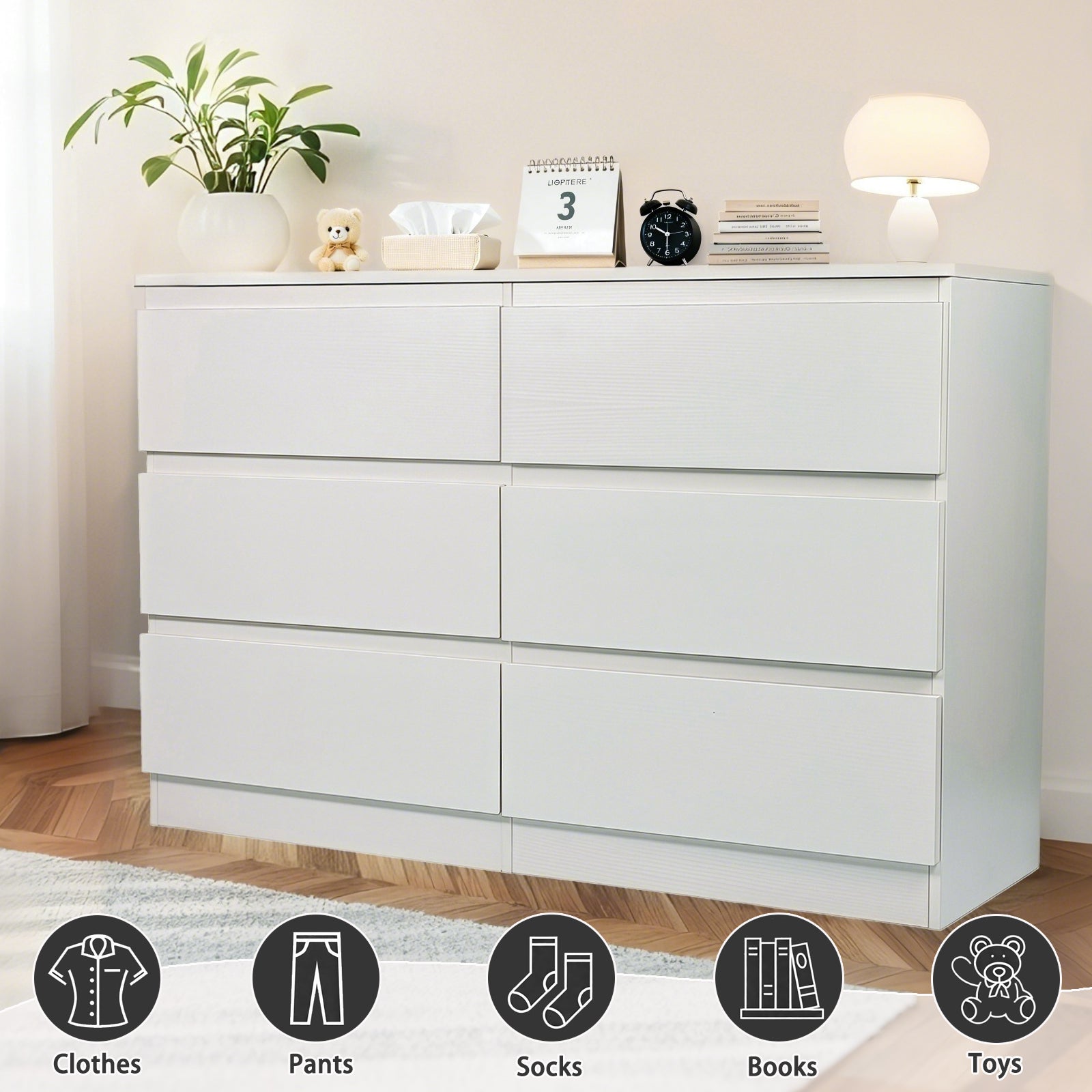 Elegant 6 Drawer Dresser