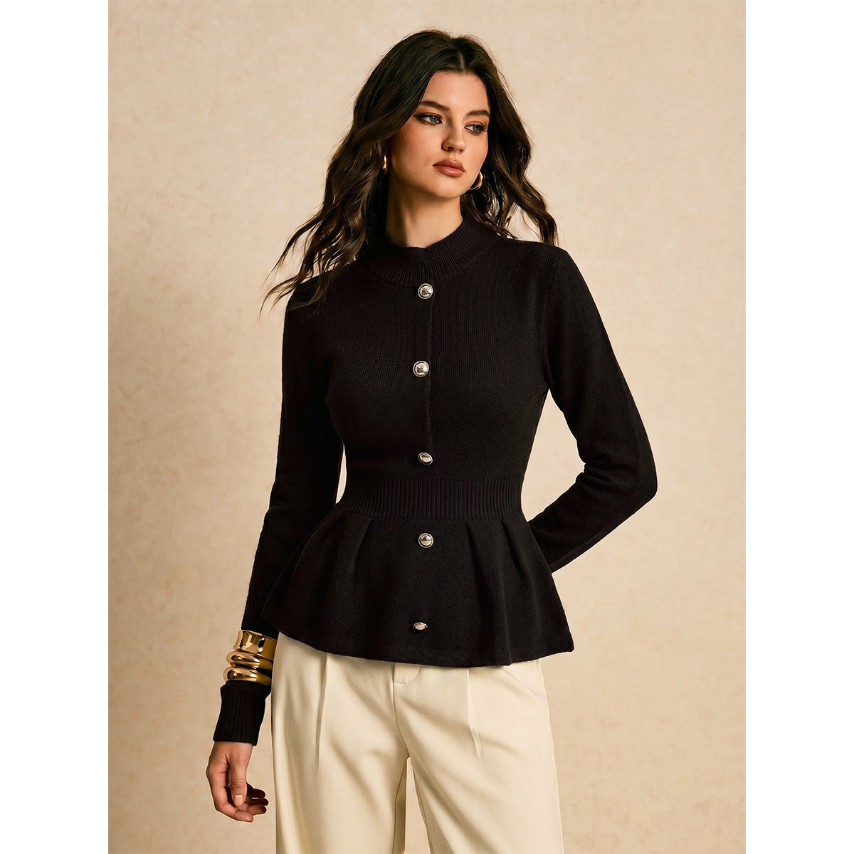 Retro Single-breasted Chic Long-sleeved Top