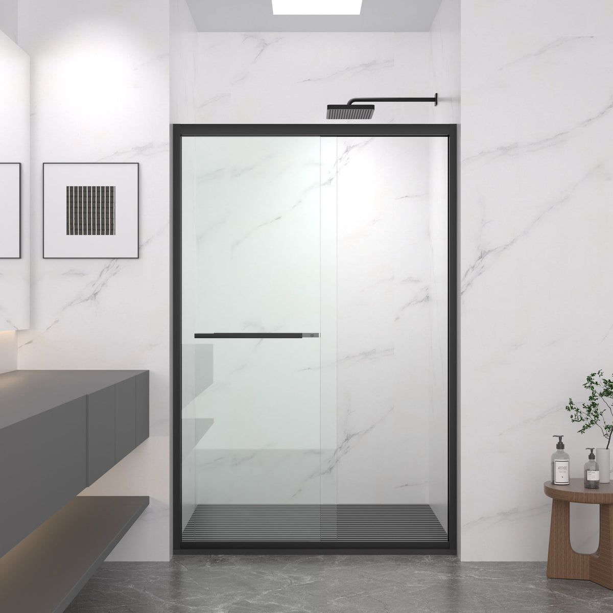Aluminum Frame Double Sliding Shower Door 44-48"x72"