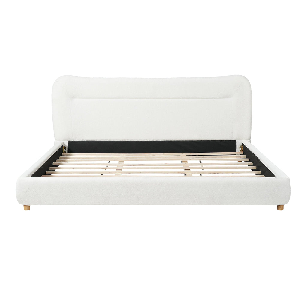 Minimalist Curved Headboard Teddy Bear Plush Bed - King