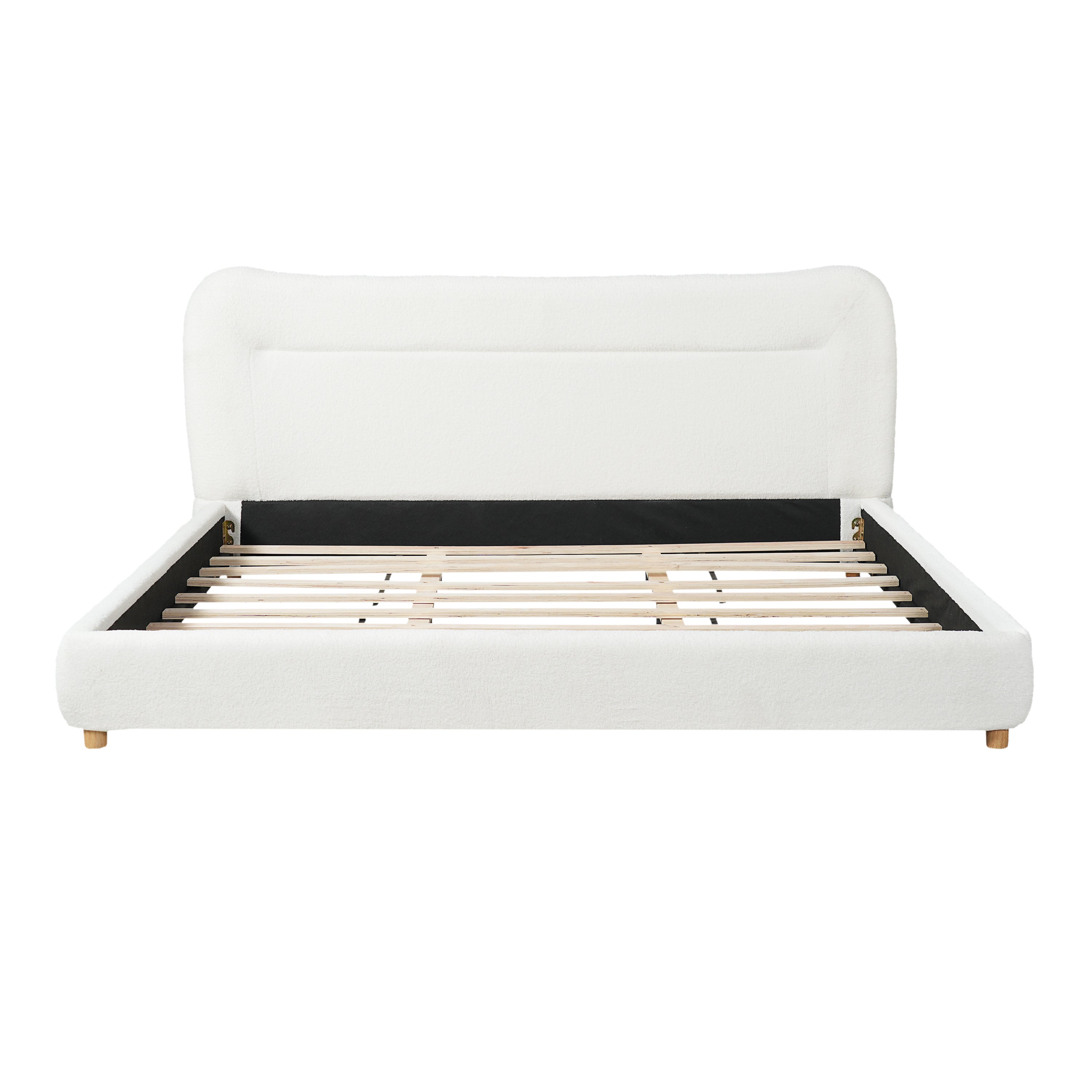 Minimalist Curved Headboard Teddy Bear Plush Bed - King