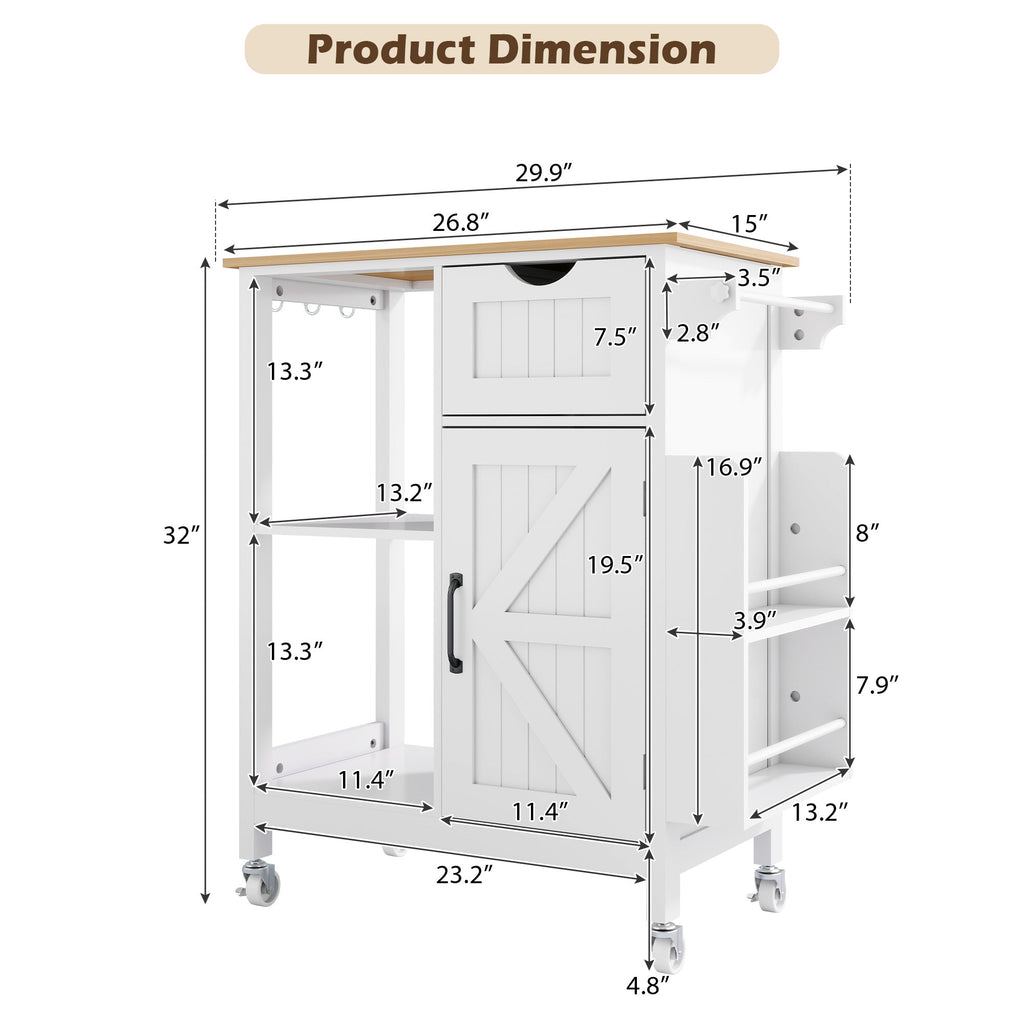 Kitchen Island Cart with Mobile Storage