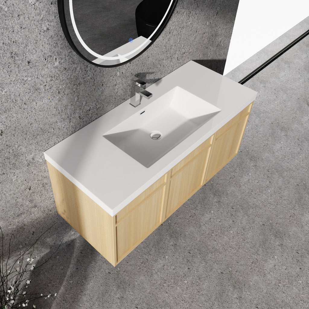 48" Wall-Mounted Bathroom Vanity with Resin Sink