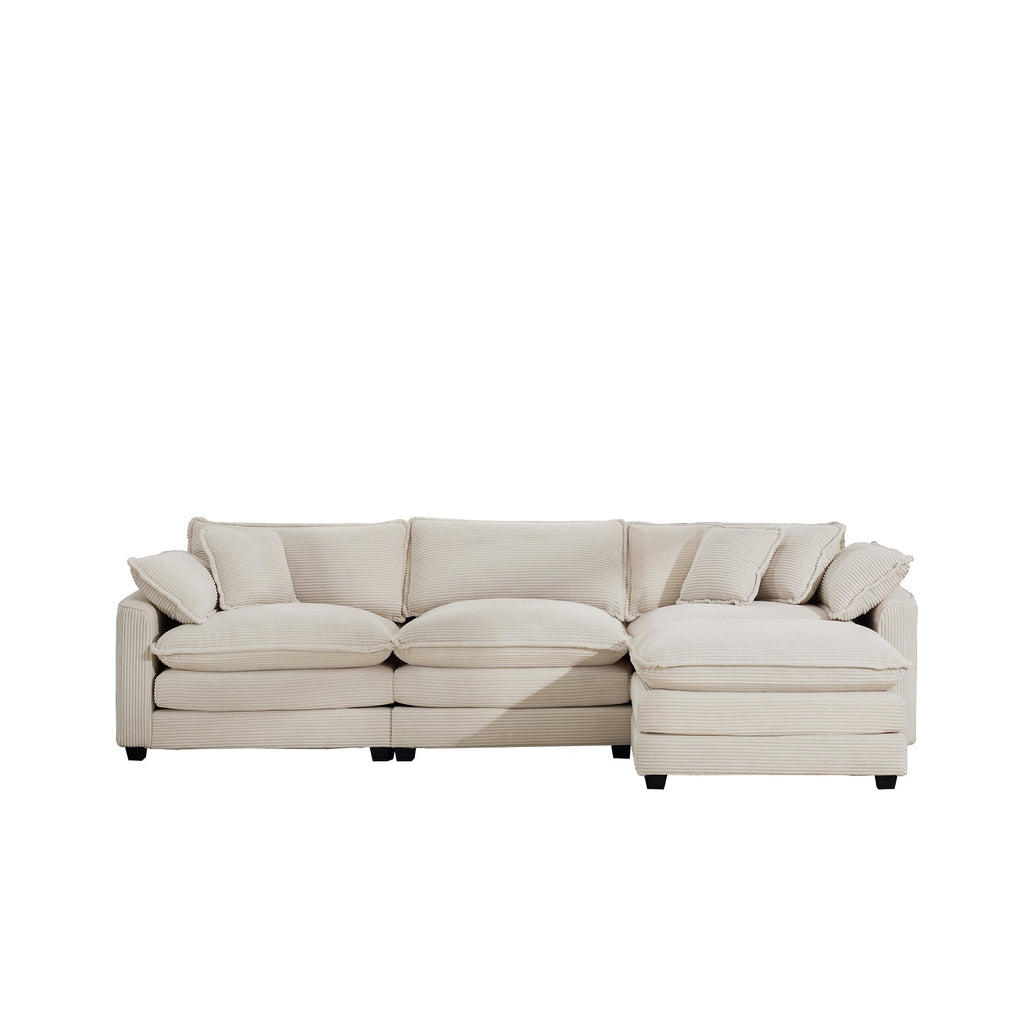 Modular Deep Seat 3-Seat Sofa Couch with Ottoman