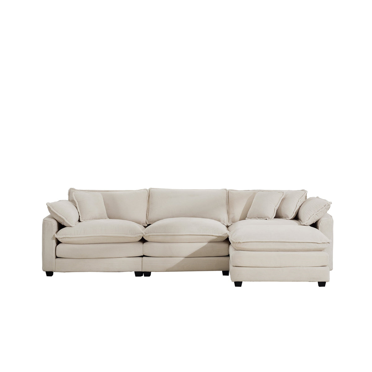 Modular Deep Seat 3-Seat Sofa Couch with Ottoman