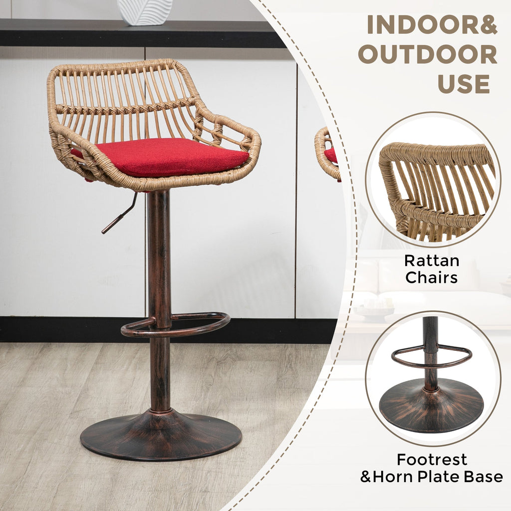 Modern Swivel Bar Stools Set of 2 Adjustable Counter Height Chairs