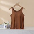 Women's Padded Vest Bra, Built-in Bra Tank Top, Slim Fit, Flattering Modal Underwear For Summer-caramel Color