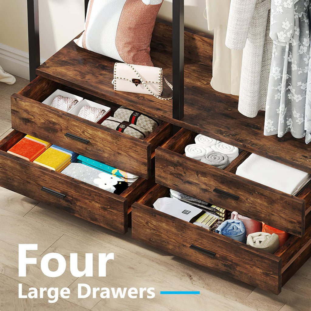 47.2" Rustic Brown Freestanding Closet Organizer