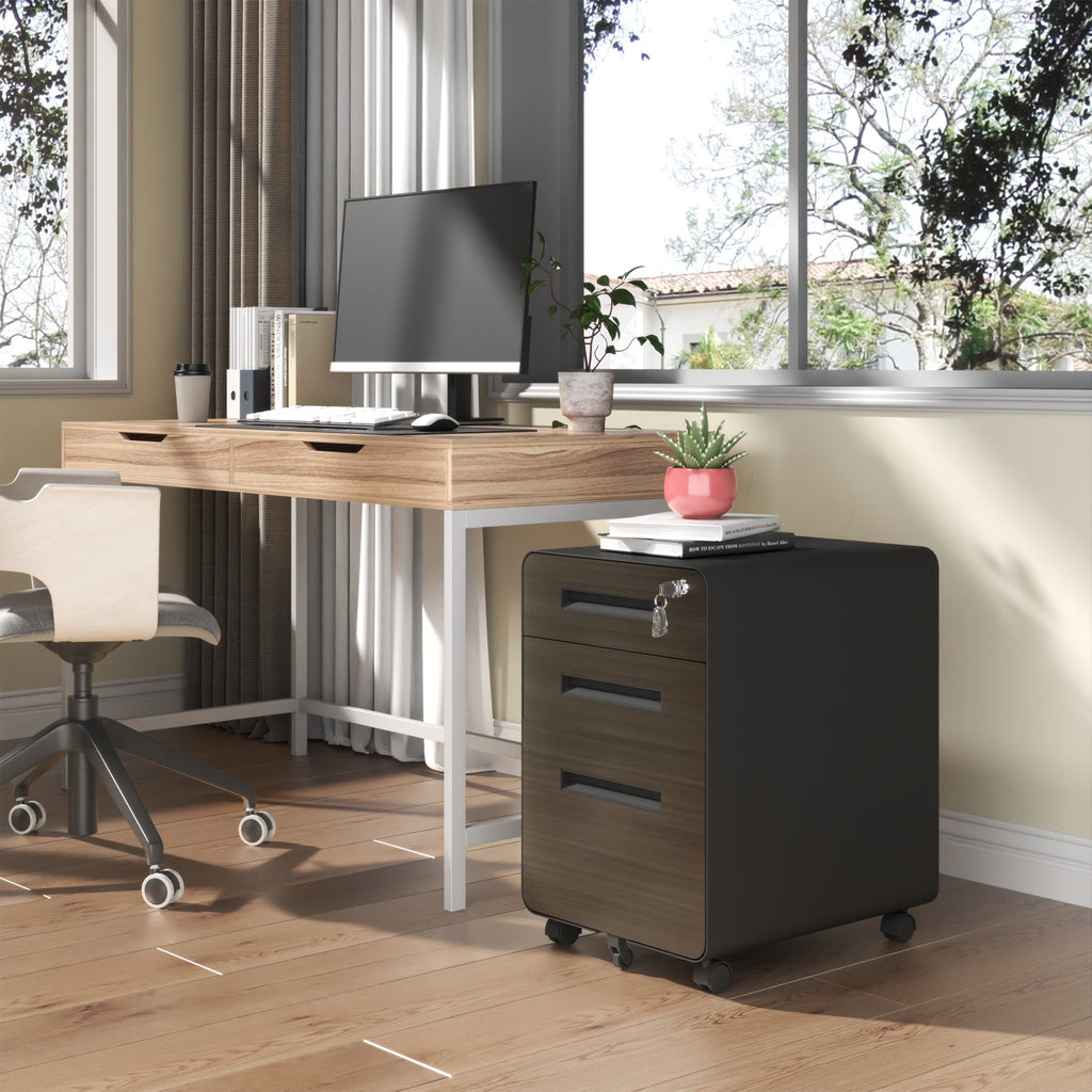 3-Drawer Mobile File Cabinet with Lock