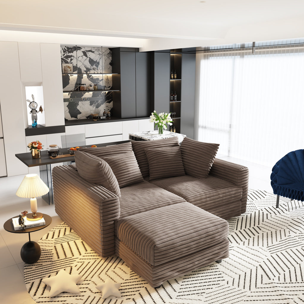 Plush Corduroy 4-Seat Sofa