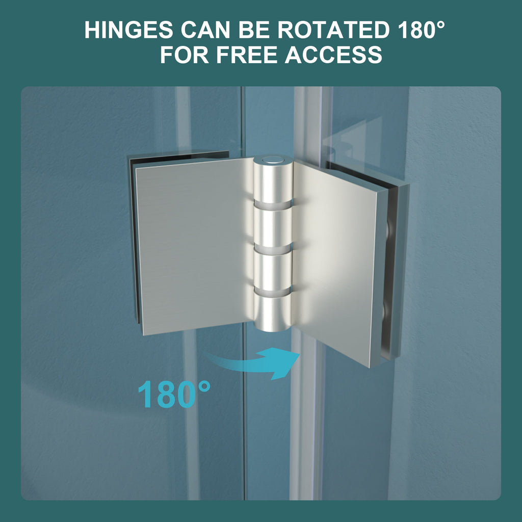Fold Frameless Shower Door with Tempered Glass