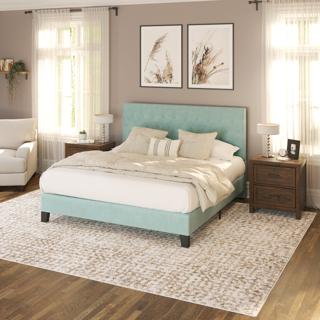 Blue Full Upholstered Bed