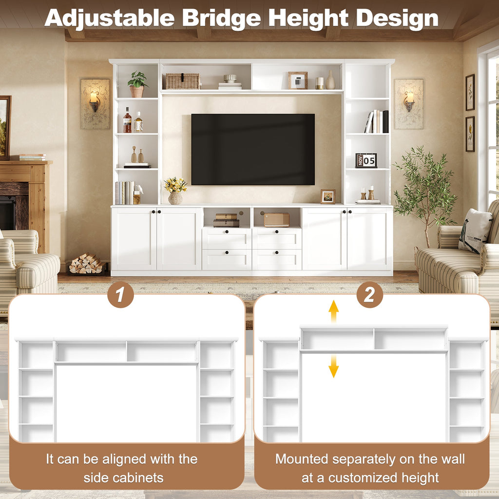 Farmhouse Elegant Entertainment Center Wall Unit