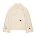Womens Loose-fitting Short Lapel Trench Coat