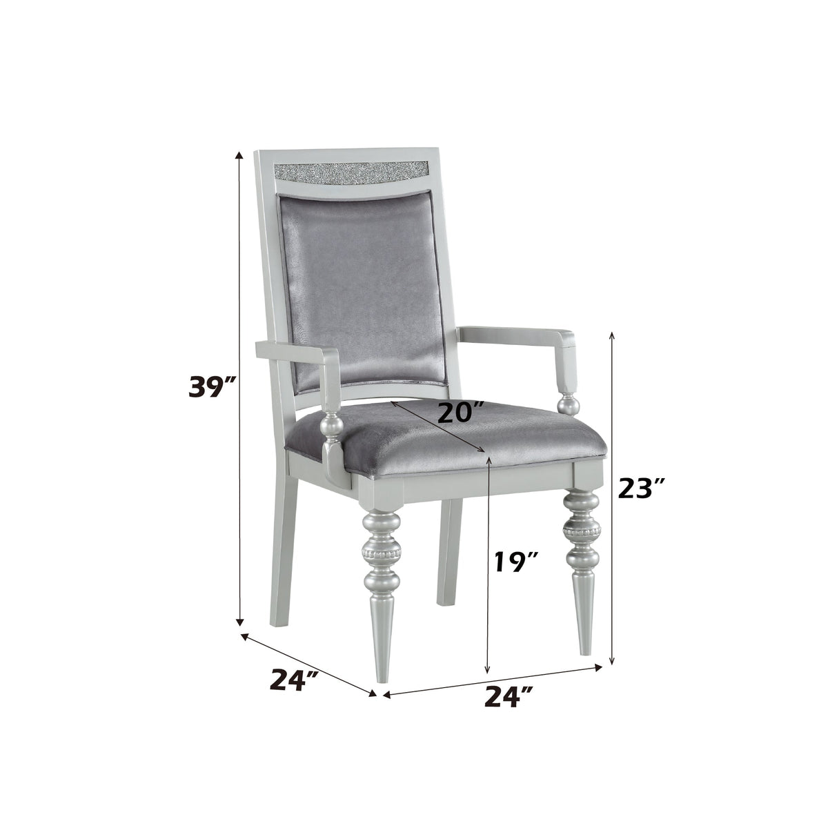 Maverick Fabric & Platinum Finish Arm Chair Set of 2