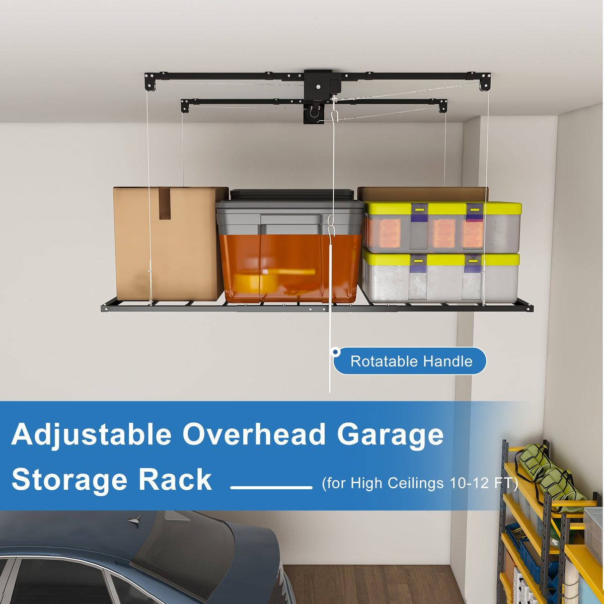 Black Overhead Garage Storage Rack 3x6 FT