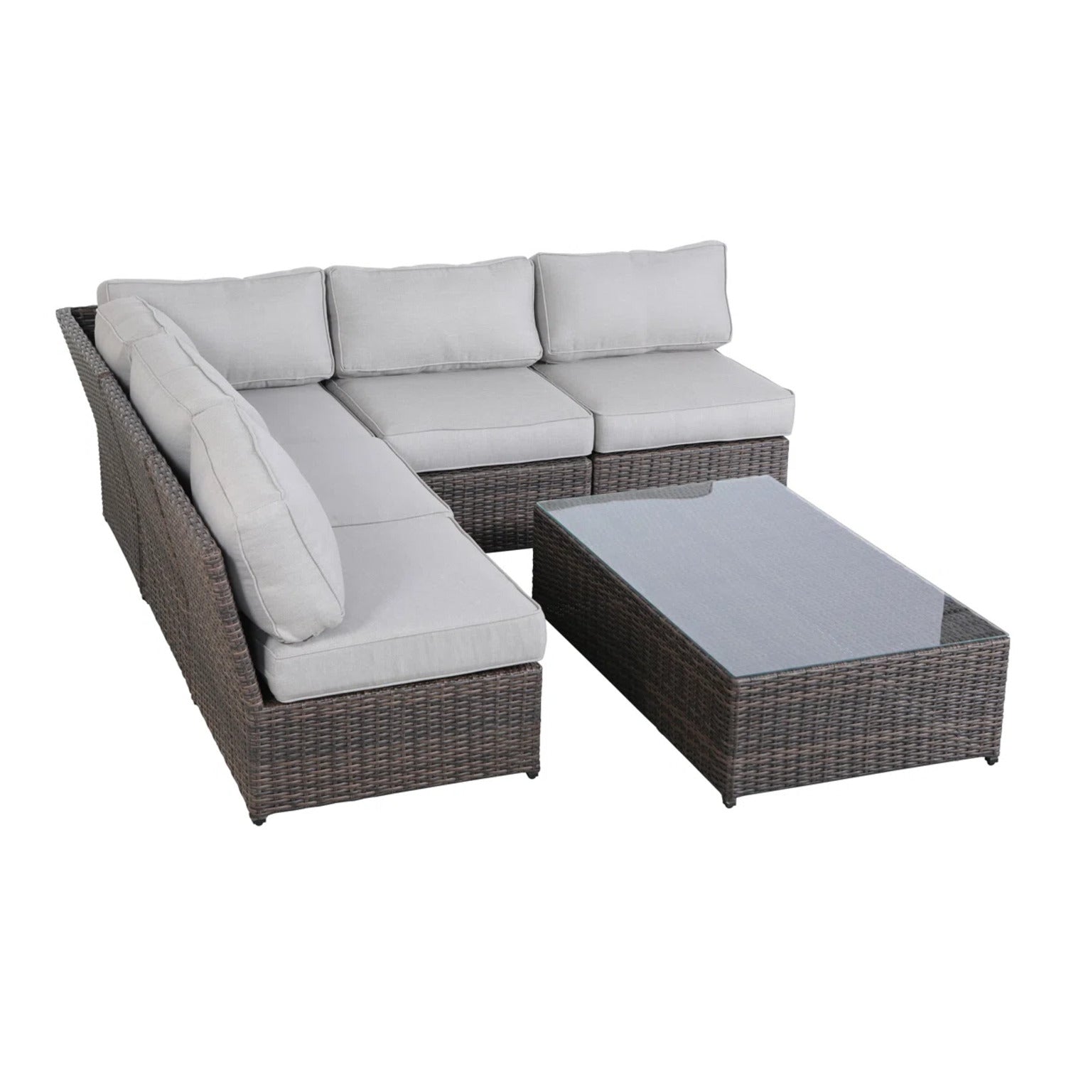 Fully Assembled 6 Piece Rattan Sofa Seating Group with Cushions