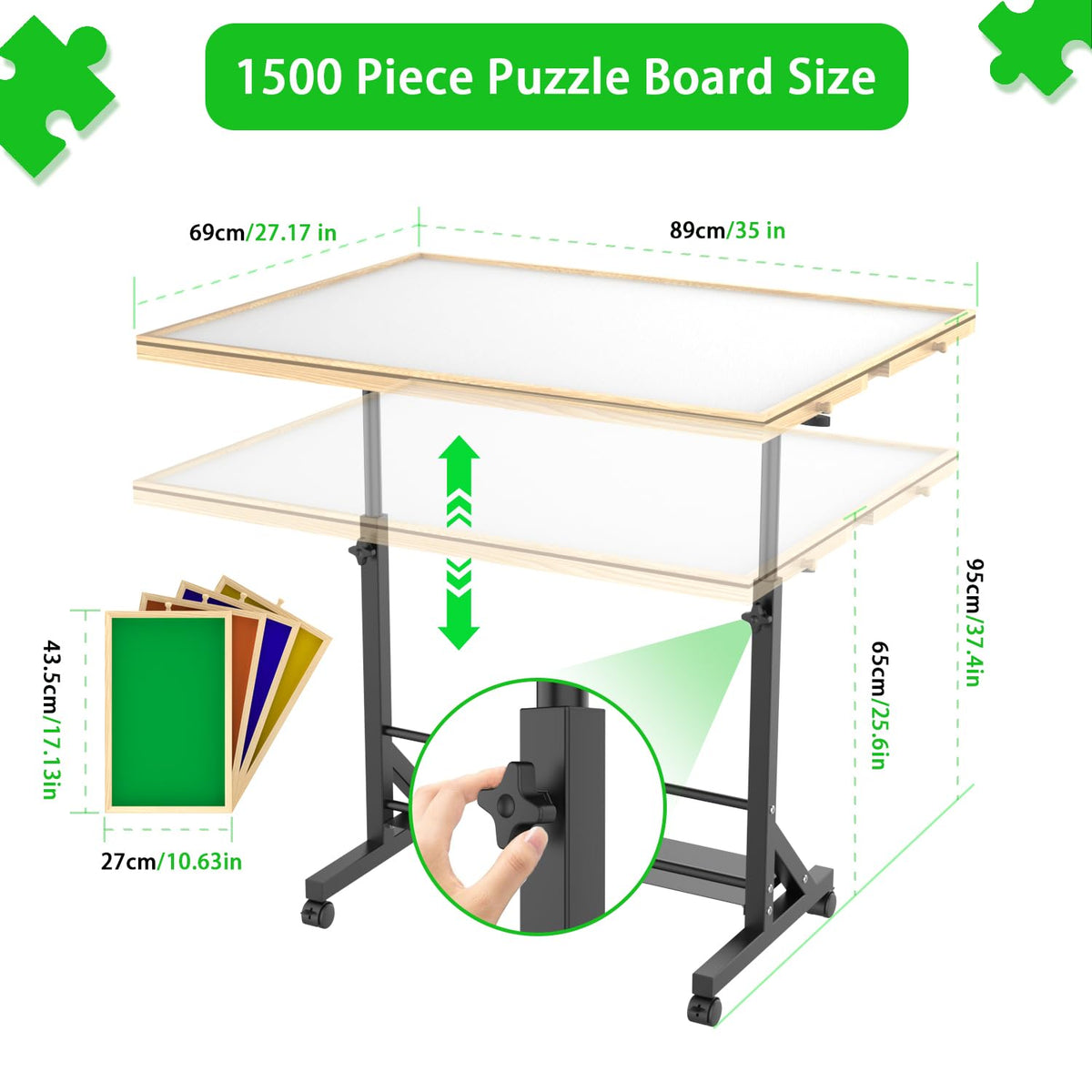 Wooden 1500 Pieces Puzzle Table with Drawer