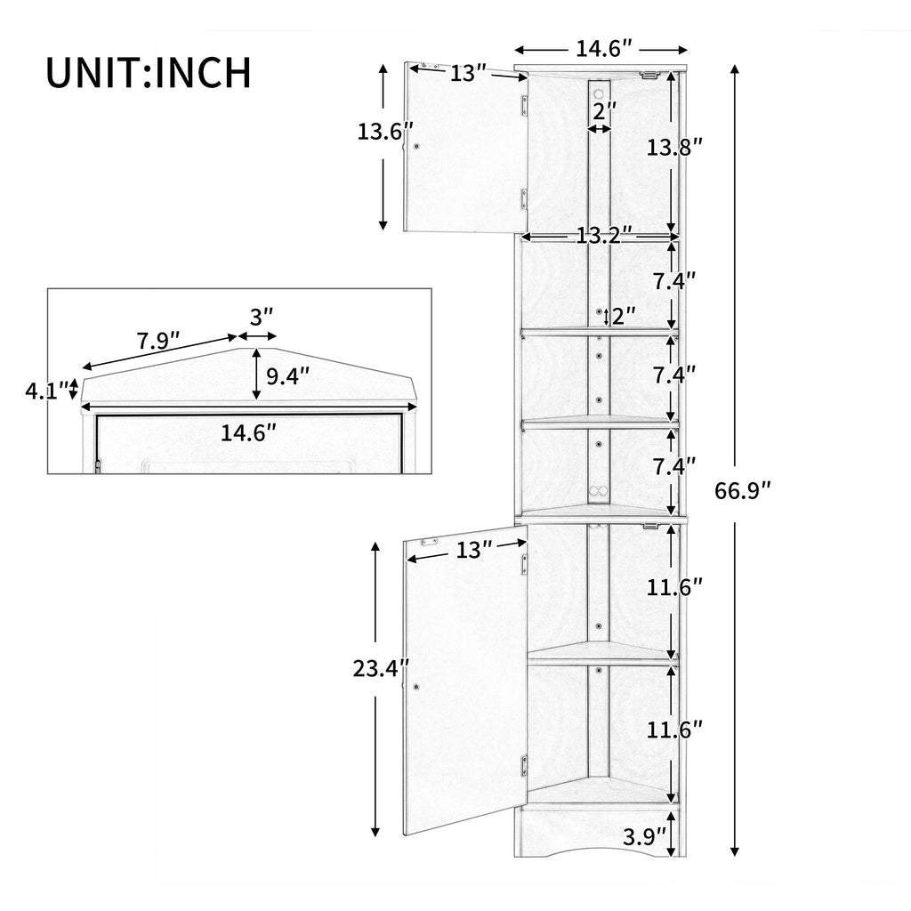 Multi-Functional Corner Cabinet Tall Bathroom Storage