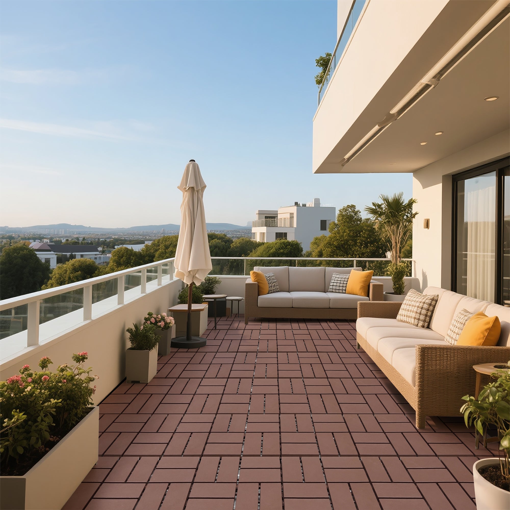 Plastic Interlocking Decking Tiles - 44 Packs
