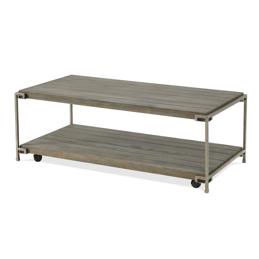 Corbeta 3-Piece Metal Frame Wood Living Room Coffee Table and 2 End Tables Set