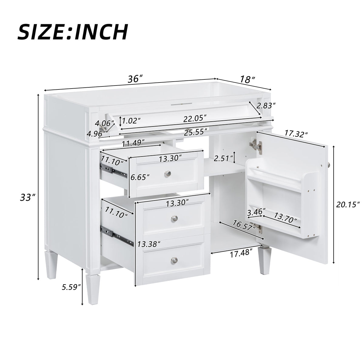 36'' Bathroom Vanity Without Top Sink