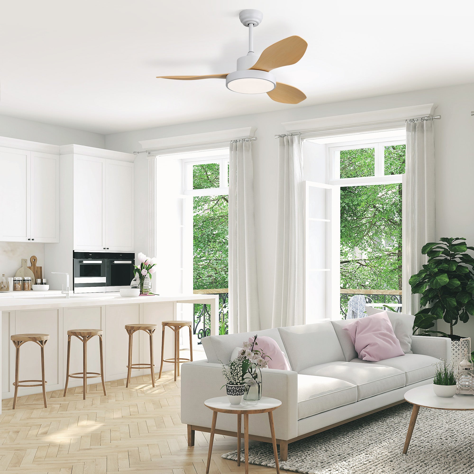 47 Inch Ceiling Fan with 22W LED Light and Remote Control