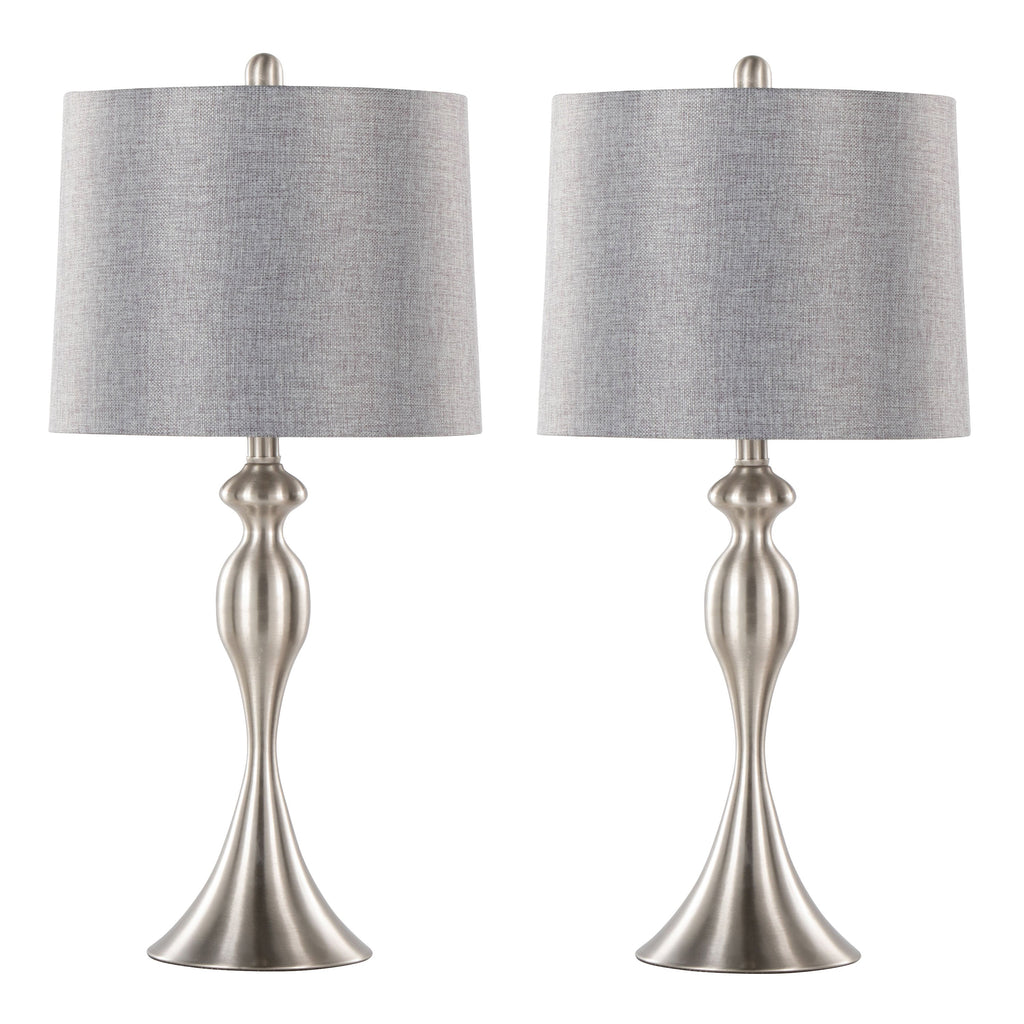 27" Contemporary Metal Table Lamp in Brushed Nickel