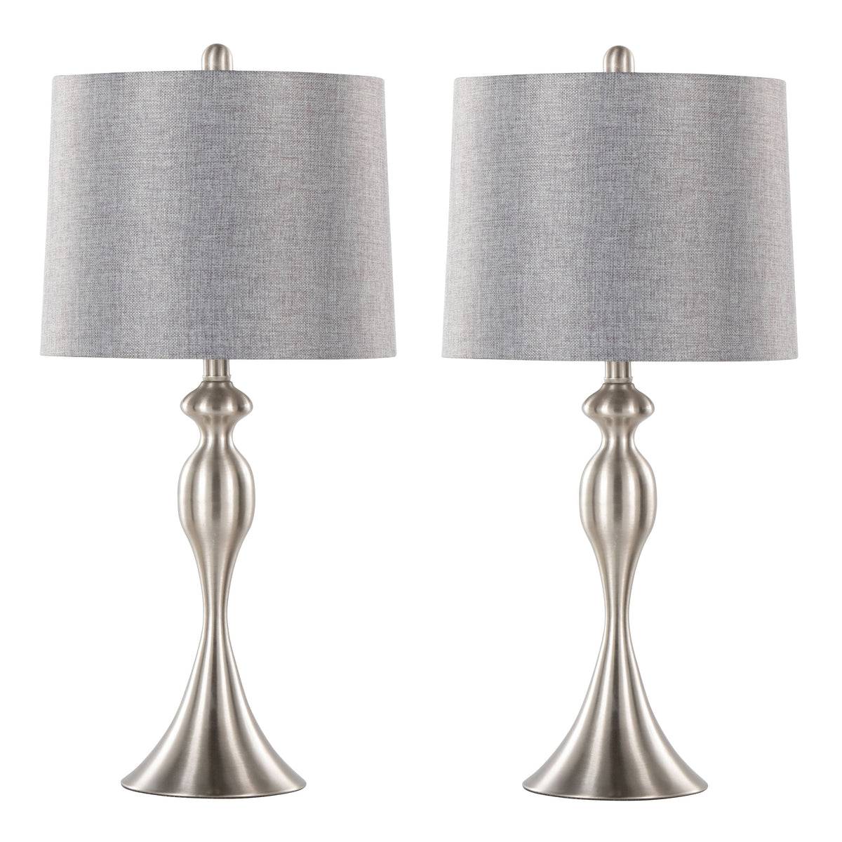 27" Contemporary Metal Table Lamp in Brushed Nickel