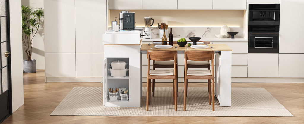 TREXM Extendable Dining Table with Folding Tabletop