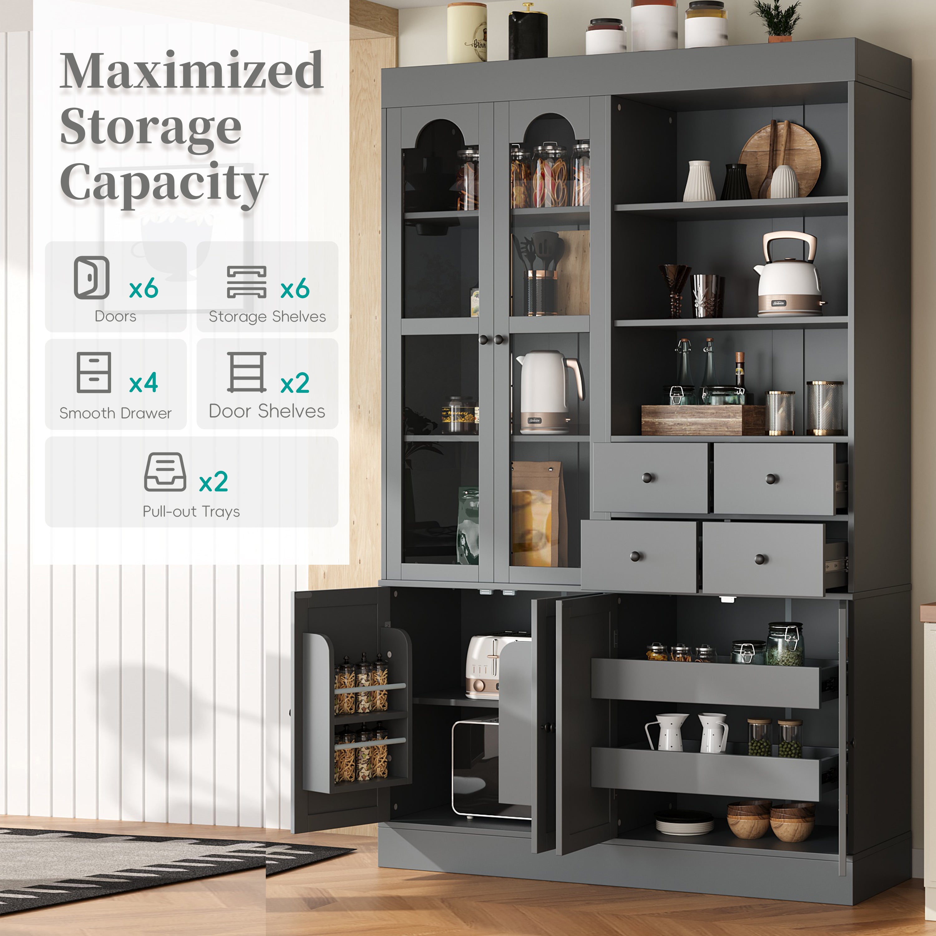 TOPMAX Freestanding Buffet with Hutch