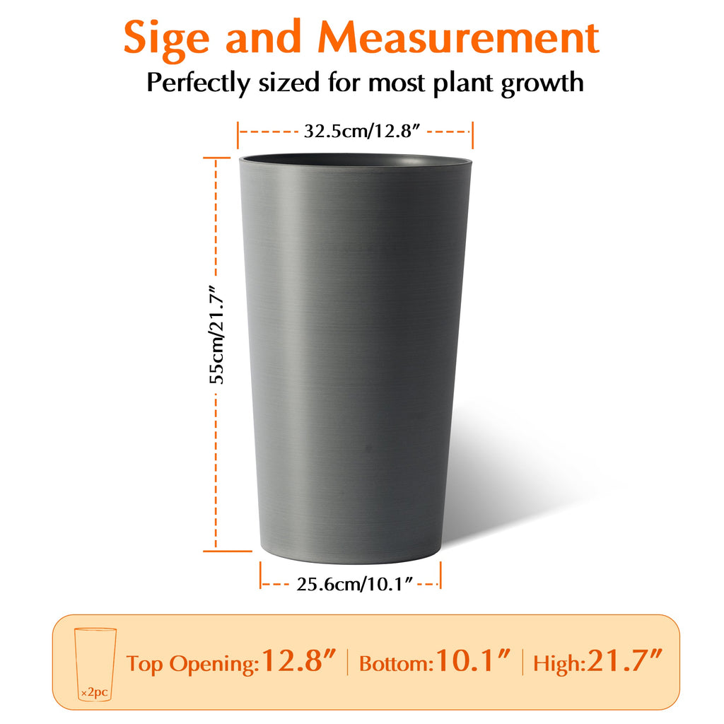 2 Pack Tall 21.7 in Planters for Outdoor Plants