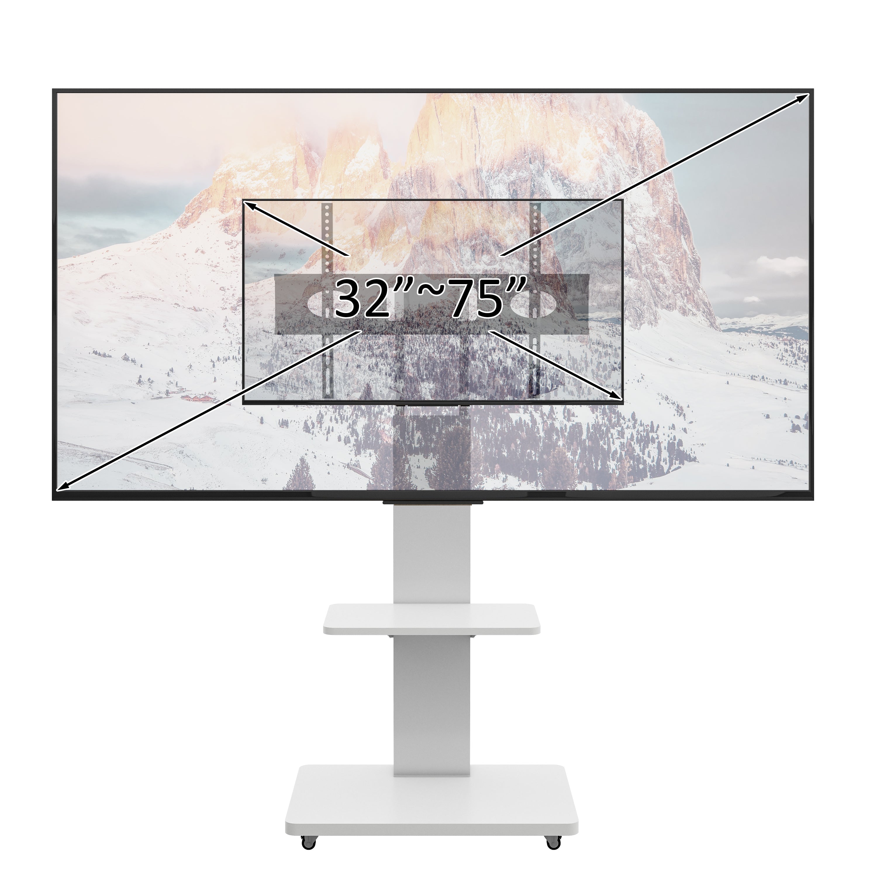 Mobile TV Stand with Adjustable Shelf