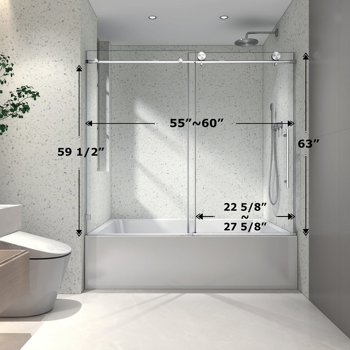 Brushed Nickel Frameless Shower Door